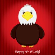 Cute cartoon eagle Independence Day card in vector format N7