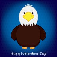 Cute cartoon eagle Independence Day card in vector format N8