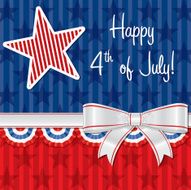Ribbon Happy Independence Day card in vector format N5