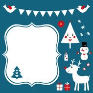 Christmas design elements set in red blue and white colors