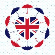 Love United Kingdom symbol Heart flag umbrellas rain