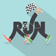 Run With Legs Typography Design Vector Illustration