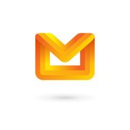 E-mail envelope letter M emblem icon design template