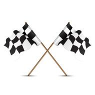 two crossed checkered racing flags