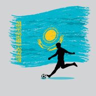 Soccer Player action with Republic of Kazakhstan flag on background