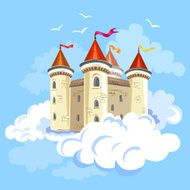 fairy castle in the air clouds