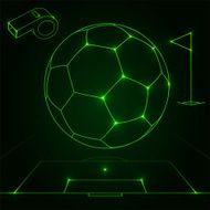 Futuristic soccer objects outline