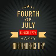 Golden text Fourth of July on rays background
