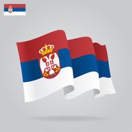 Flat and waving Serbian Flag Vector