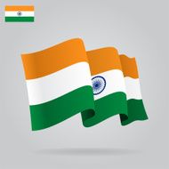 Flat and waving Indian Flag Vector