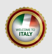 Welcome to Italy Seal Italian Flag (Vector Art) N2