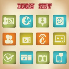 Social network and technology icon set vector
