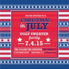 Knit pattern 'Ugly Sweater in July' Holiday party invitation