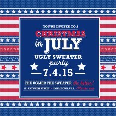 Knit pattern Tacky Sweater in July Holiday party invitation