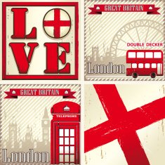 ENGLAND & LONDON Set of four illustrations