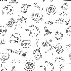 Seamless pattern racing element in a drawing style N2