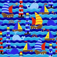 Seamless Tileable Nautical Themed Vector Background or Wallpaper