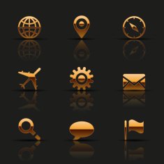Golden web icons set N3