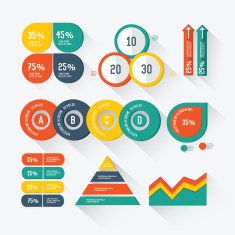 Set elements of info graphics on white background
