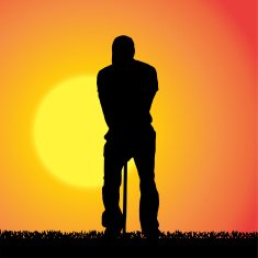 Vector silhouette of a man who plays golf N3
