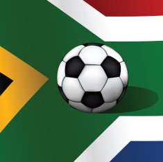 South Africa map with soccer ball