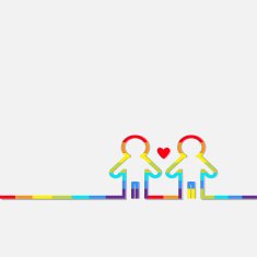 Gay marriage Two contour rainbow man LGBT icon Flat