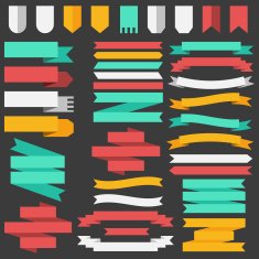 Set of colored ribbons and elements for illustration concept
