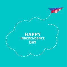 Independence day US of America Paper plane Dash line cloud