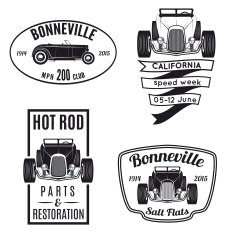 Vintage hot rod car icons and emblems