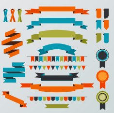Stylish vector set of retro ribbons garlands and banners