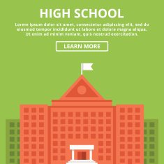 High school building Simple flat design concept N2