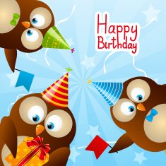 Funny Birthday owls N3
