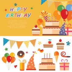 happy birthday flat icon