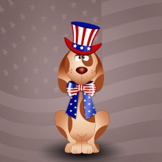 Funny dog with american clothes