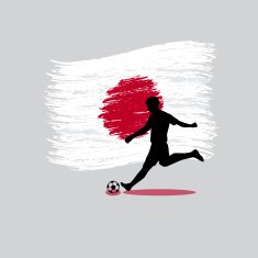 Soccer Player action with japan flag on background