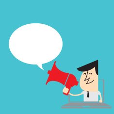 businessman Online Advertising with speech bubble