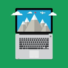 mountain landscape with clouds and aircraft