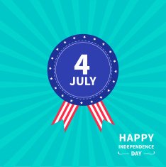 Badge ribbons Award Sunburst Independence day 4th of July Flat