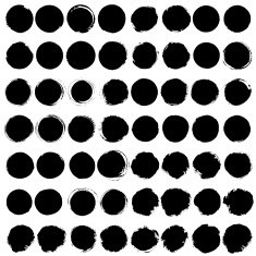Set of Big black grunge silhouette circle on white background