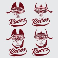 vintage illustration set of racer head