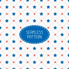 Patriotic seamless pattern Red blue stars American symbols USA flag N4