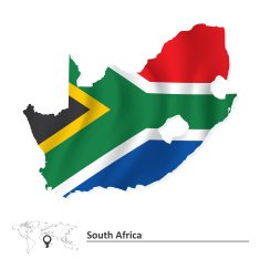 Map of South Africa with flag