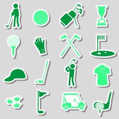 golf sport simple black stickers set eps10