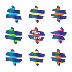 Vector Set of Modern abstract ribbons badge