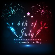 Shiny text with firework for American Independence Day