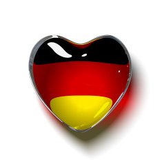 Glass German heart isolated on white