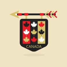 Canada medieval icon with flag leaves pattern