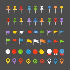Navigation pins flags and insignias collection