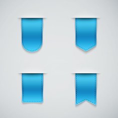 set of blue ribbons different shapes