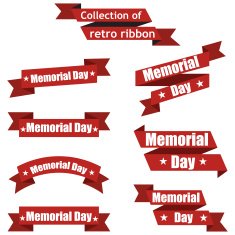 Set of different ribbons for memorial day america